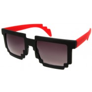 Square Pixel 8-bit Gamer Sunglasses Red/Black
