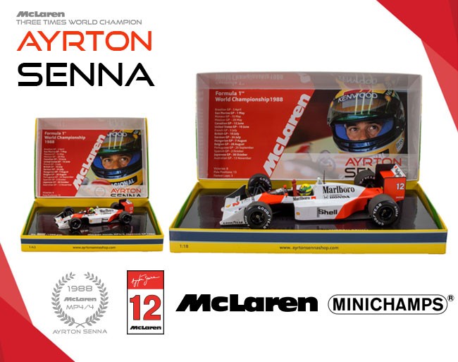 Ayrton Senna Mclaren Honda MP4/4 Formula 1 GP 1988 Scale 1/43