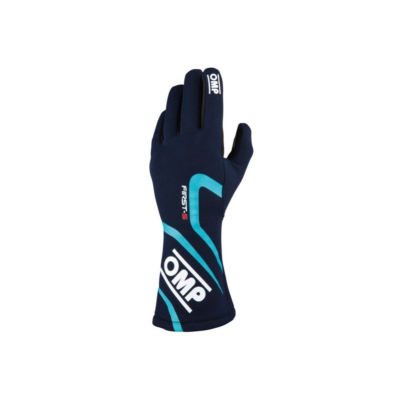 OMP FIRST-S DARK BLUE/TURQUOISE FIA DRIVER GLOVE