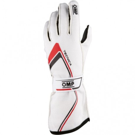 OMP TECNICA FIA PILOT GLOVE WHITE/RED COLOR