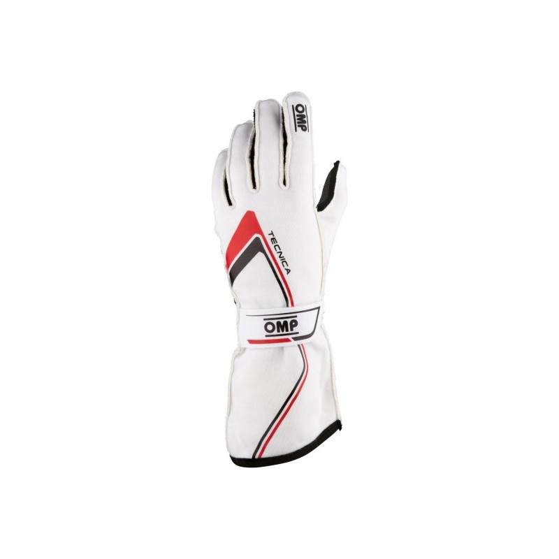OMP TECNICA FIA PILOT GLOVE WHITE/RED COLOR