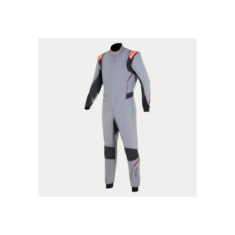 HYPERTECH V3 FIA MID RACING SUIT GRAY BLACK FLUO RED