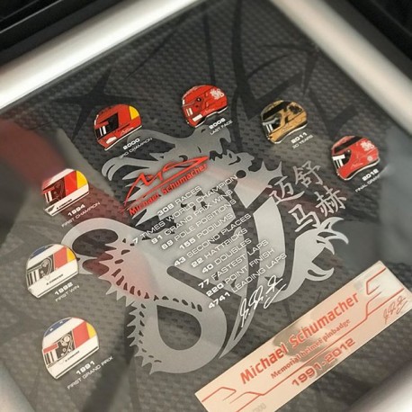 Michael Schumacher Framed Helmet Pin Collection Limited Edition No157/300 pcs